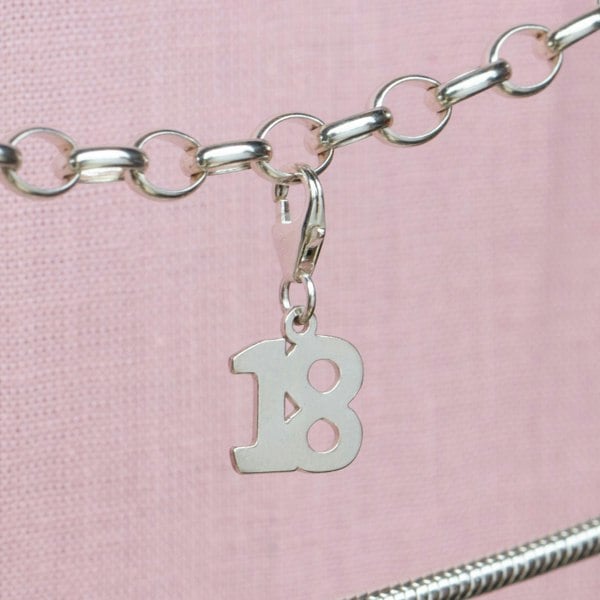 Mylee London 18 Pendant Charm - Sterling Silver