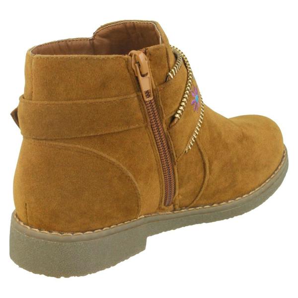 Spot On Girls Spot On Ankle Boots With Embroidered Flowers H5072