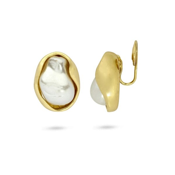 Gold Trip Oyster Clip On Earrings