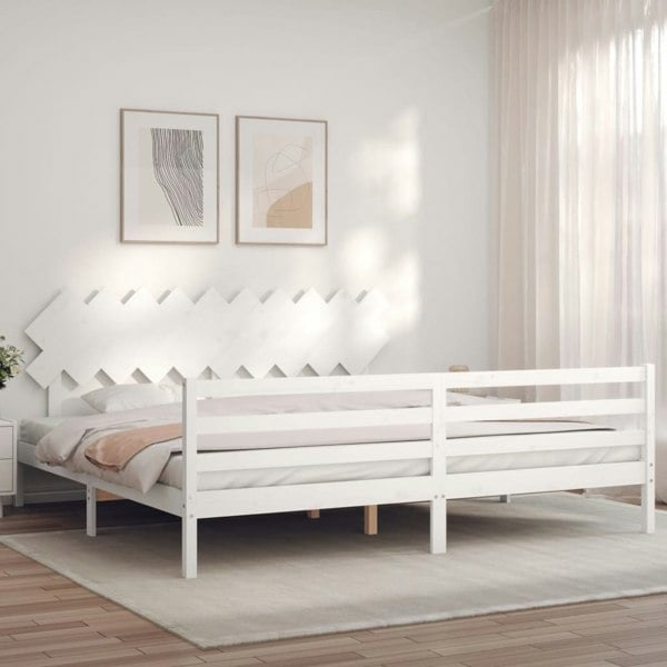 Berkfield Bed Frame with Headboard White 200x200 cm Solid Wood