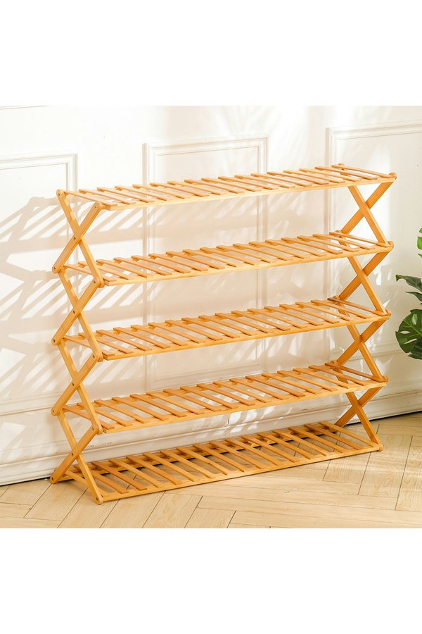 Living and Home 5-Tier Bamboo Flower Stand Rack Holder Multifunctional Storage Rack