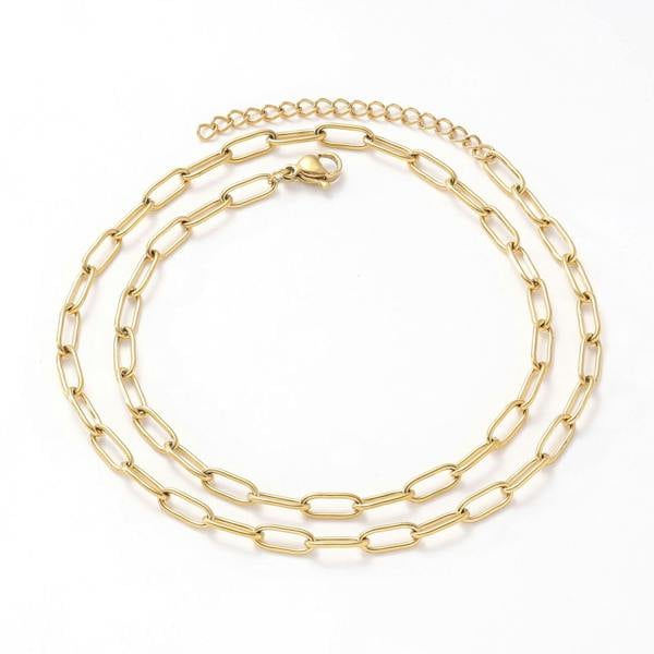 Elk & Bloom Double Chain Set - Herringbone & Paperclip Choker 14K Gold