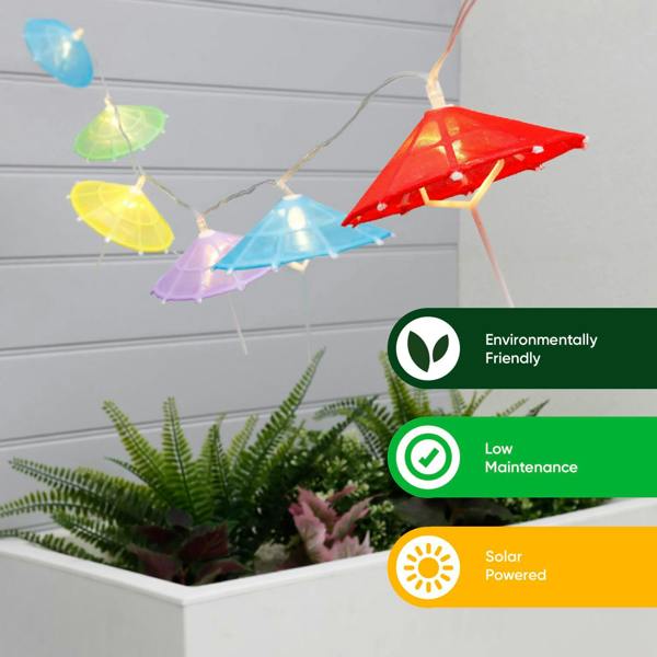 Gardenwize 10-Piece Solar String Lights – 2m Cocktail Umbrella LED Lights