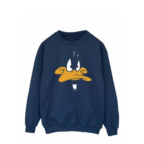 Looney Tunes Mens Daffy Duck Face Sweatshirt - Navy Blue