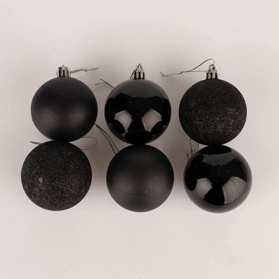 Shatchi Black Shatterproof Christmas Baubles in 6cm Pack Sizes for Tree, Garland and Seasonal Decorating