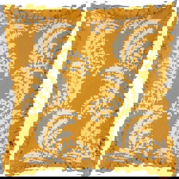 Paoletti Montrose Pleated Floral Cushion Cover - Ochre
