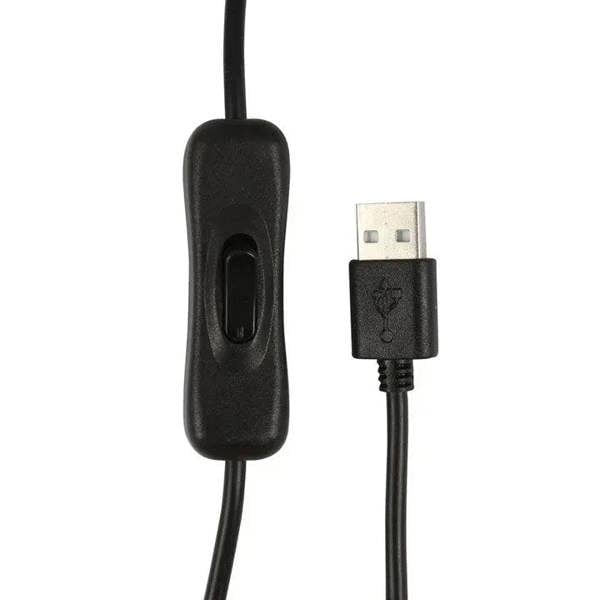 Black electric aroma lamp power cord with inline switch and USB connector