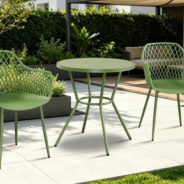 Core Products Round Plastic Bistro Garden Table, Moss Green