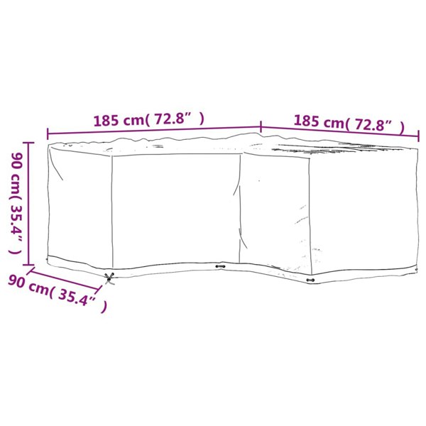 Berkfield L-Shaped Garden Furniture Covers 2 pcs 12 Eyelets 185x185x90 cm