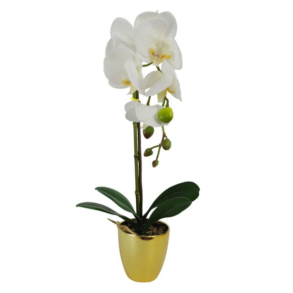 Leaf 46cm Artificial Orchid Dark White / Silver