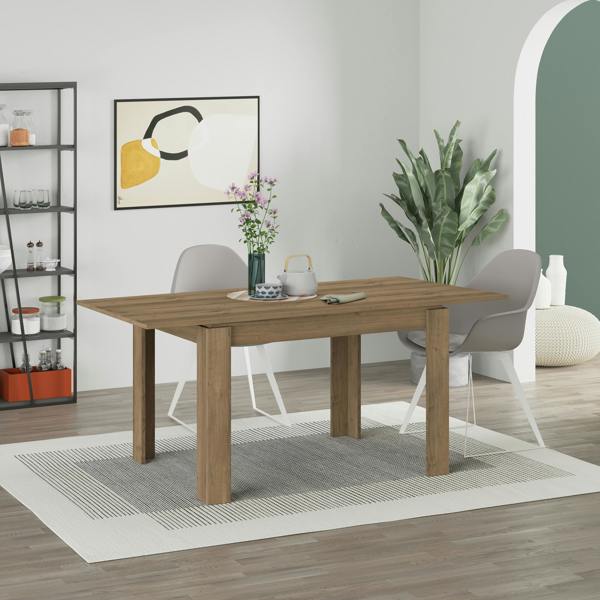 Decortie Tolmen Dining Table Rectangular Extendable Table for 4 Seater Contemporary Kitchen Table 120cm Dining Room DarkOak Effect