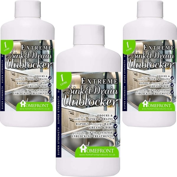 Homefront Extreme Sink & Drain Cleaner - Removes Hair, Grease & Dirt and Neutralises Odours 3L