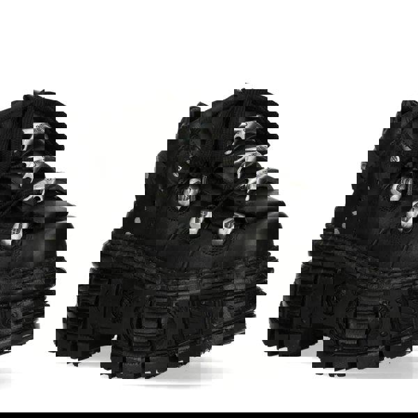 New Rock M-OVERZ106B-C1 Chunky Black Leather Ankle Boots