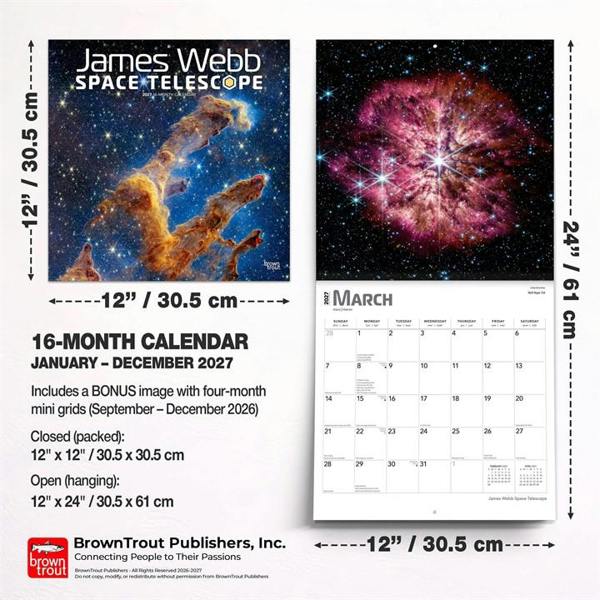 James Webb Space Telescope Calendar 2027, Wall Calendars, Month To View, Natural World, Gift