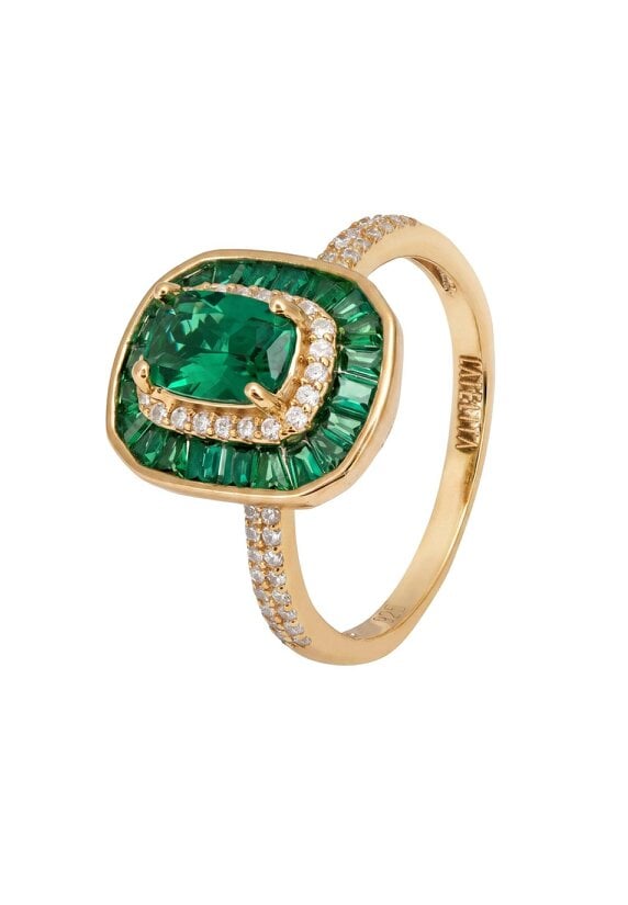 Latelita Great Gatsby Emerald Cocktail Ring Gold