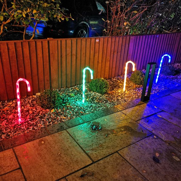 Samuel Alexander 4pcs 62cm Premier Outdoor Multicoloured Christmas Candy Cane LED Path Lights for Garden