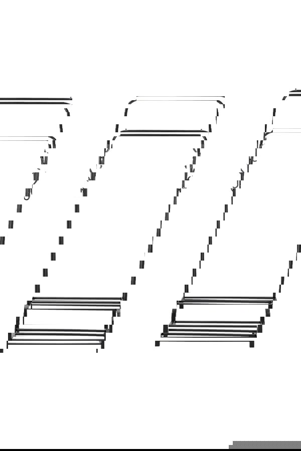 Living and Home Metal Clothes Rack Freestanding Double-Rod Cloak Rack