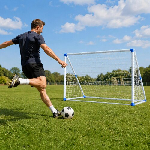 SPORTNOW Foldable Practice Football Goal with Ball Pump 183 x 96 x 130 cm