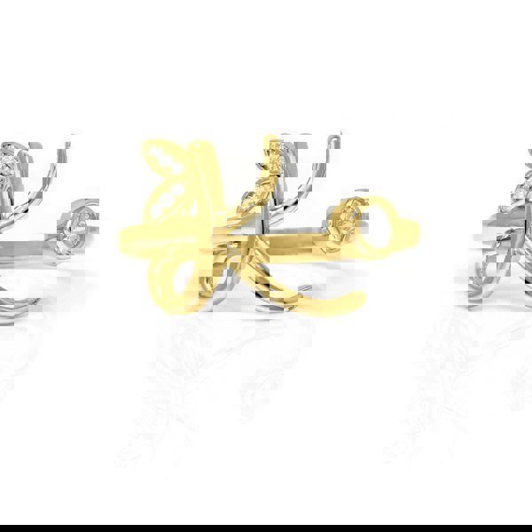 Say It With Adjustable Winged Initial Ring - Yellow Gold Plated