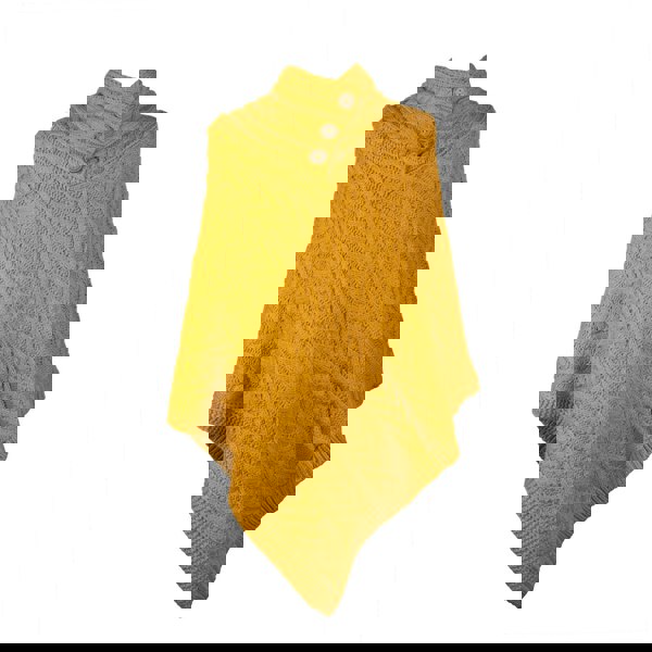 Aran Traditions Aran Cable Button Shawl Neck Poncho