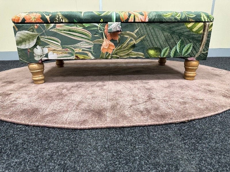 Green Floral Soft Vevet coffee table Ottoman Storage | premium Patterned Footstool Pouffe| - ISTOOLS