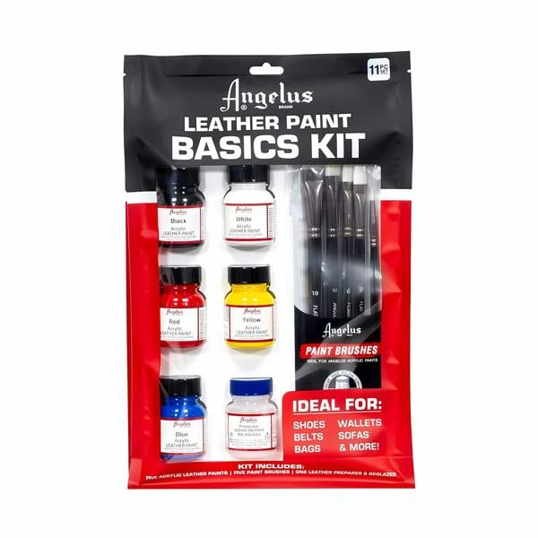 Angelus Leather Acrylic Paint Basics Kit - For Sneaker Customs 11pc
