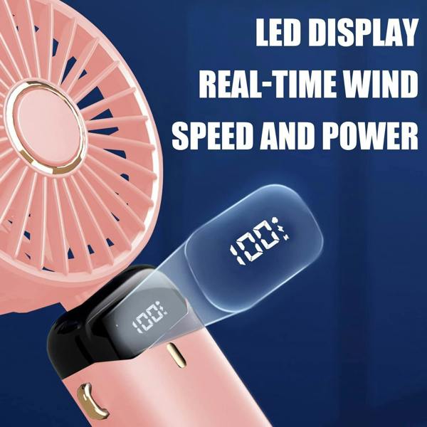 Dyzi 2-in-1 Portable Travel Mini Handheld Desk Table Fan USB-C Rechargeable Pink