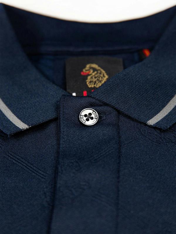 Luke 1977 LUKE1977 Saxon textured Polo Shirt - Navy Blue