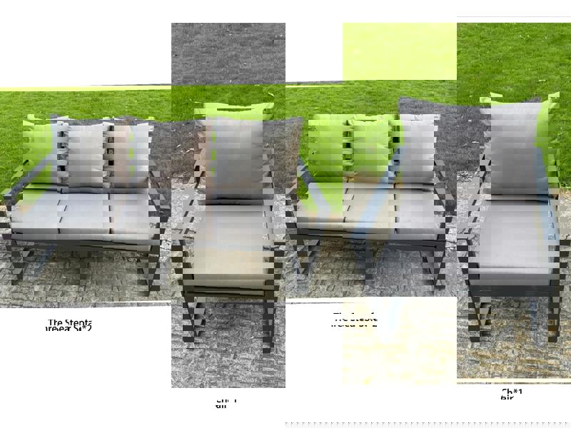 Fimous 7 Seater Aluminium Garden Furniture Set with Adjustable Rising Dining Table Cushions for Yard, Poolside, Patio, - Dark Grey