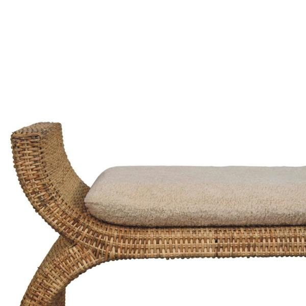 Artisan Furniture Solid Wood Rattan Weave Boucle Bench