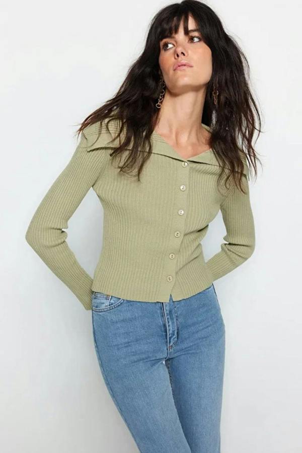 Hoxton Gal Draped Collar Knit Cardigan