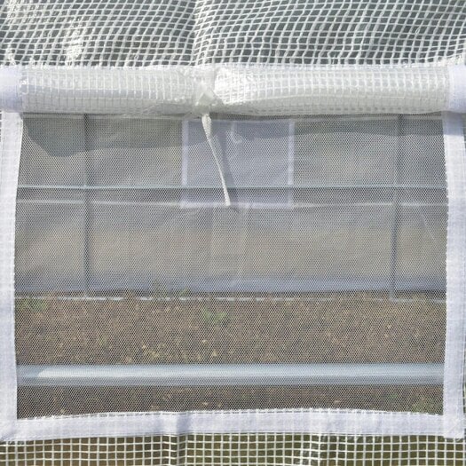 Bobobiy 4 x 3 x 2 m Polytunnel Greenhouse with Roll-up Side Walls, Walk-in Grow House Tent with Steel Frame, Zipped Door and 12 Mesh Windows, White