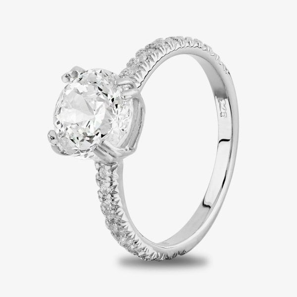 Starbright Silver Cushion-Cut Cubic Zirconia Shouldered Ring R6219 3A