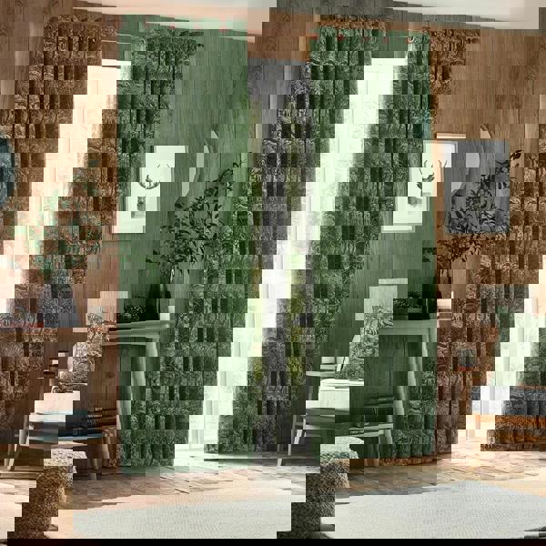 Furn Winter Woods Chenille Animals Eyelet Curtains - Emerald