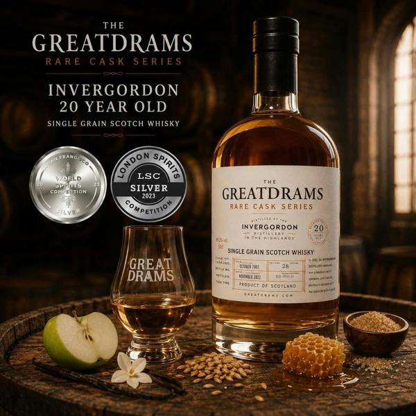 GreatDrams Invergordon 20 Year Old Single Cask Single Grain Scotch Whisky