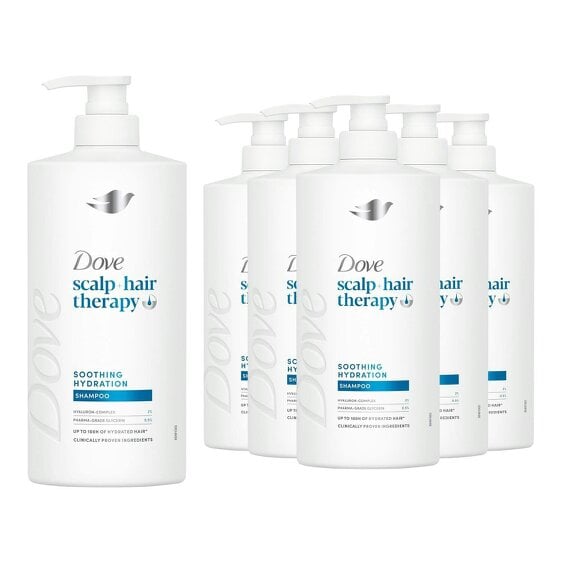 Dove Scalp+Hair Therapy Shampoo, 6x700ml Soothing Hydration Hyaluron-Complex