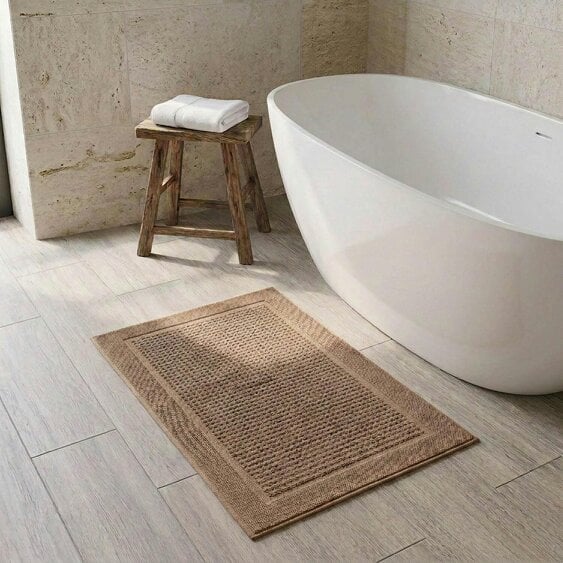 Vision V850 - 2 Pack 100% Cotton Bath Mats - Mid Brown - Bath Mat - 100% Cotton