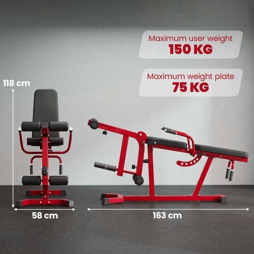 SPORTNOW 3-in-1 Leg Extension and Curl Machine, 300kg Capacity, Red