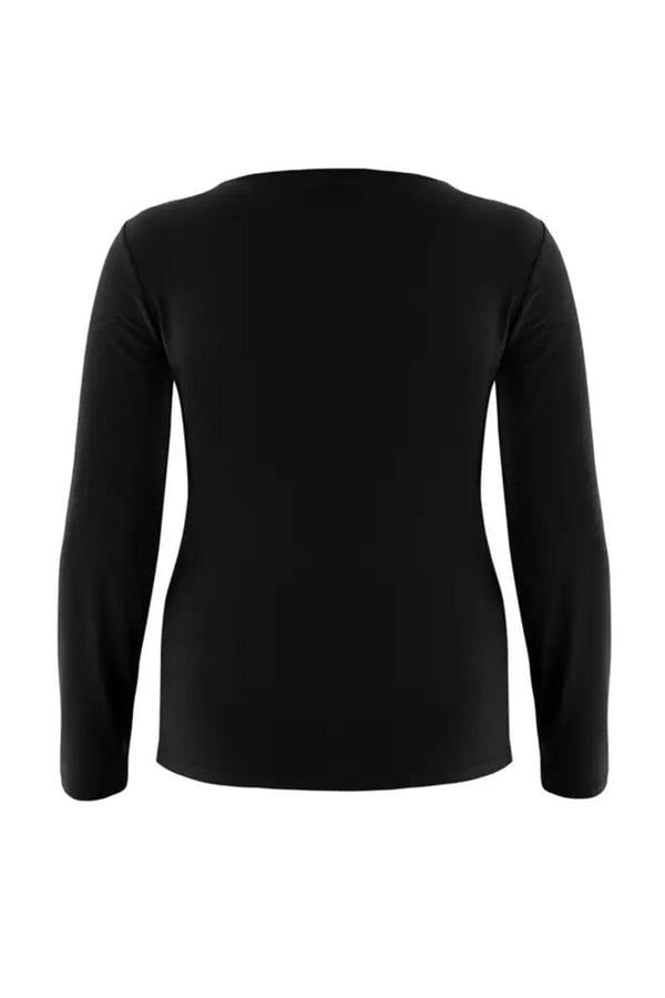 WOVCOR Body-Fitting Stretch Knit Blouse with Accessory and Cut Out Details