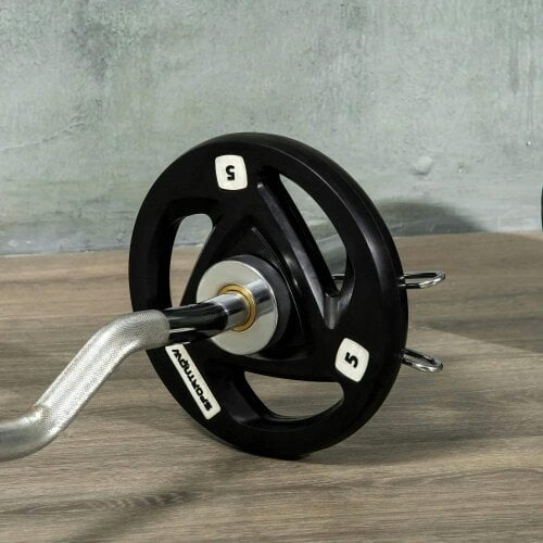 Bobobiy SPORTNOW Two 5kg Olympic Weight Plates, Tri-Grip Rubber-Coated Barbell Weights, with 5cm Holes, for Home, Gym, Office