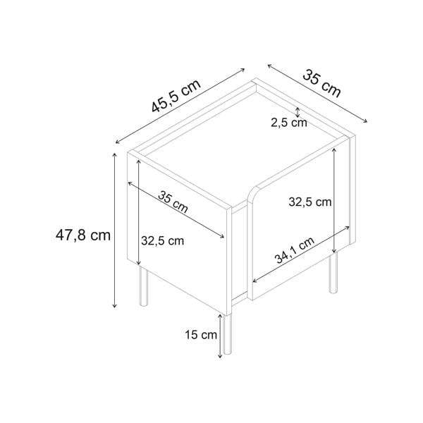 Decortie Bedside Table Soft-Close Door Storage Cabinet Modern Nightstand with Metal Legs Bedroom Space Saver