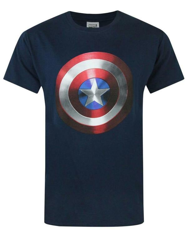 Marvel Mens Blue Captain America Short Sleeved T-Shirt