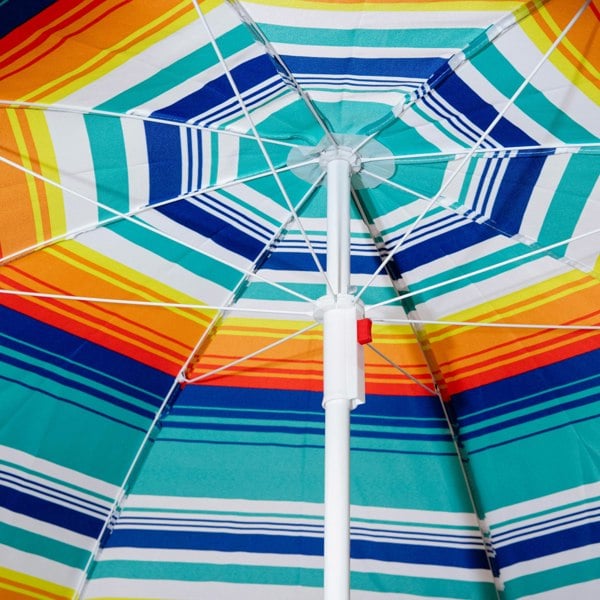 Samuel Alexander 1.7m Lightweight Portable Multicoloured Striped Garden Beach Parasol Umbrella