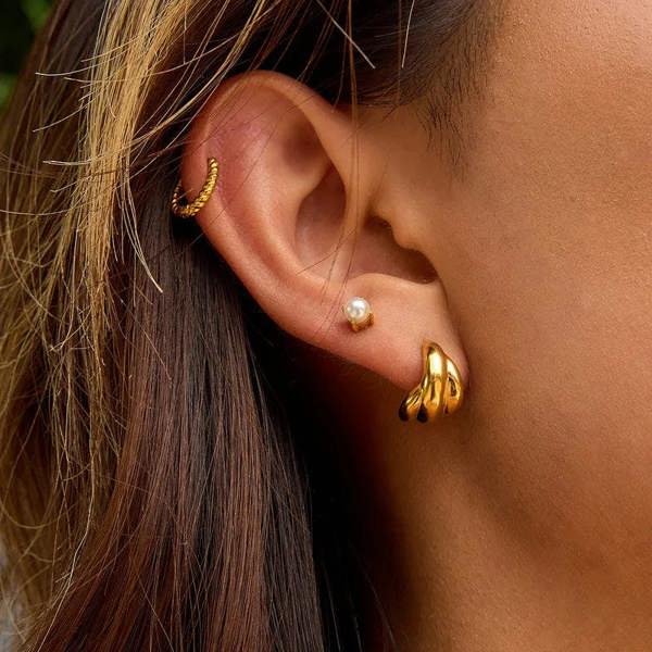 Elk & Bloom Chunky 14K Gold Triple Wrap Studs