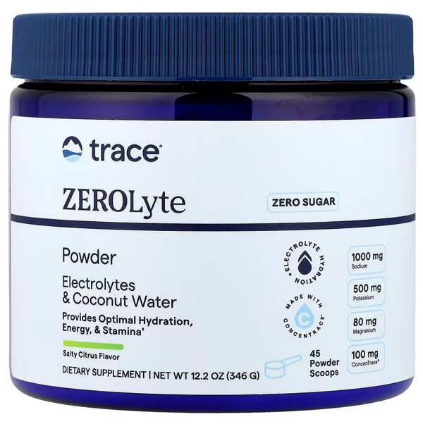 Trace Minerals ZEROLyte Powder, Salty Citrus - 346g
