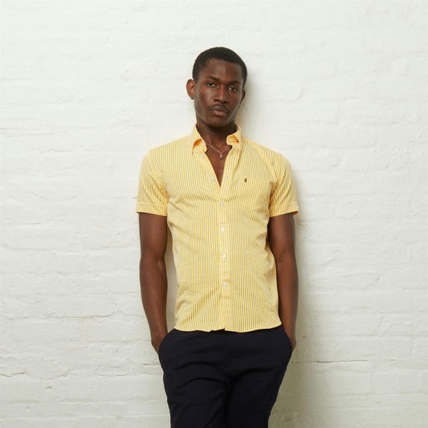 Gabicci V54GW02 Mens Fraser Short Sleeve Gingham Shirt Gabicci Vintage - PINEAPPLE