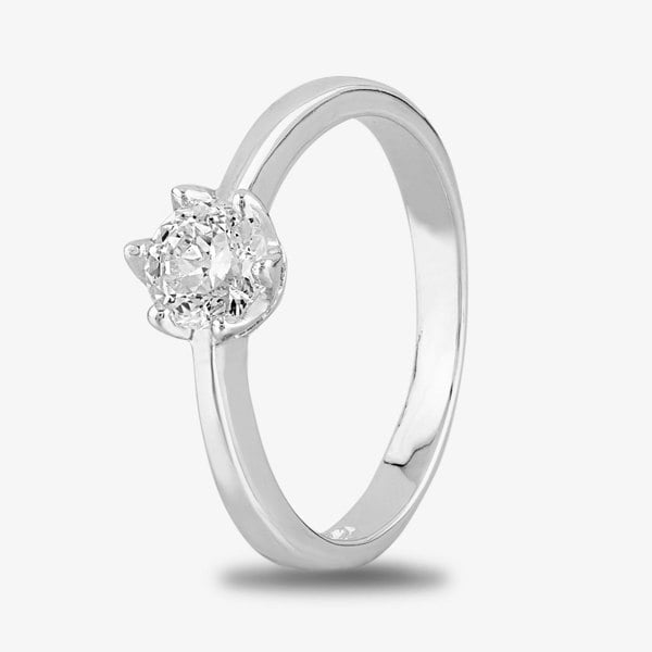 Starbright Silver 5mm Six Claw Round Cubic Zirconia Ring R3227(5M) 3A