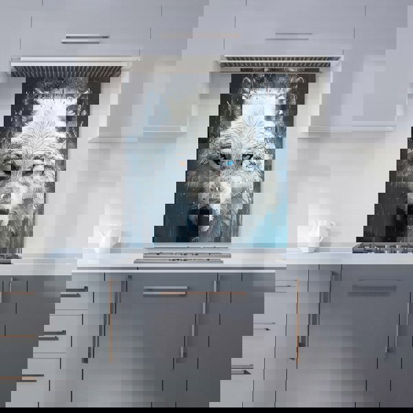 Warren Reed - Designer White Wolf Face Splashart Kitchen Splashback