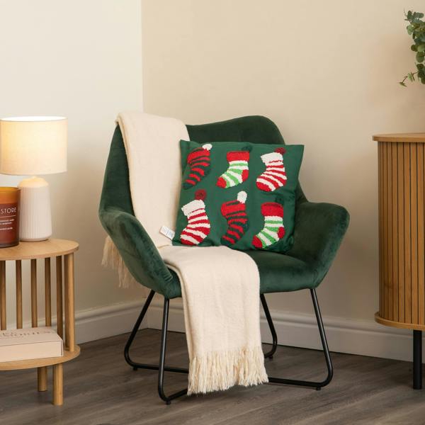 Samuel Alexander 45cm Dark Green Soft Decorative Christmas Stocking Cushion