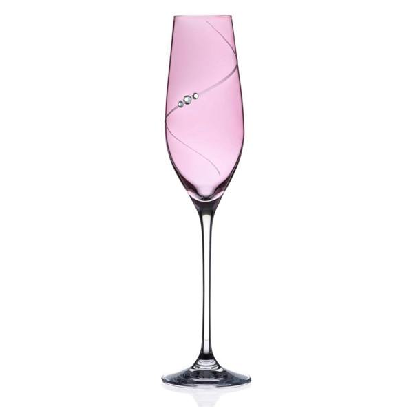 Silhouette Pink Champagne Flute Adorned with Swarovski® Crystals - Single Glass